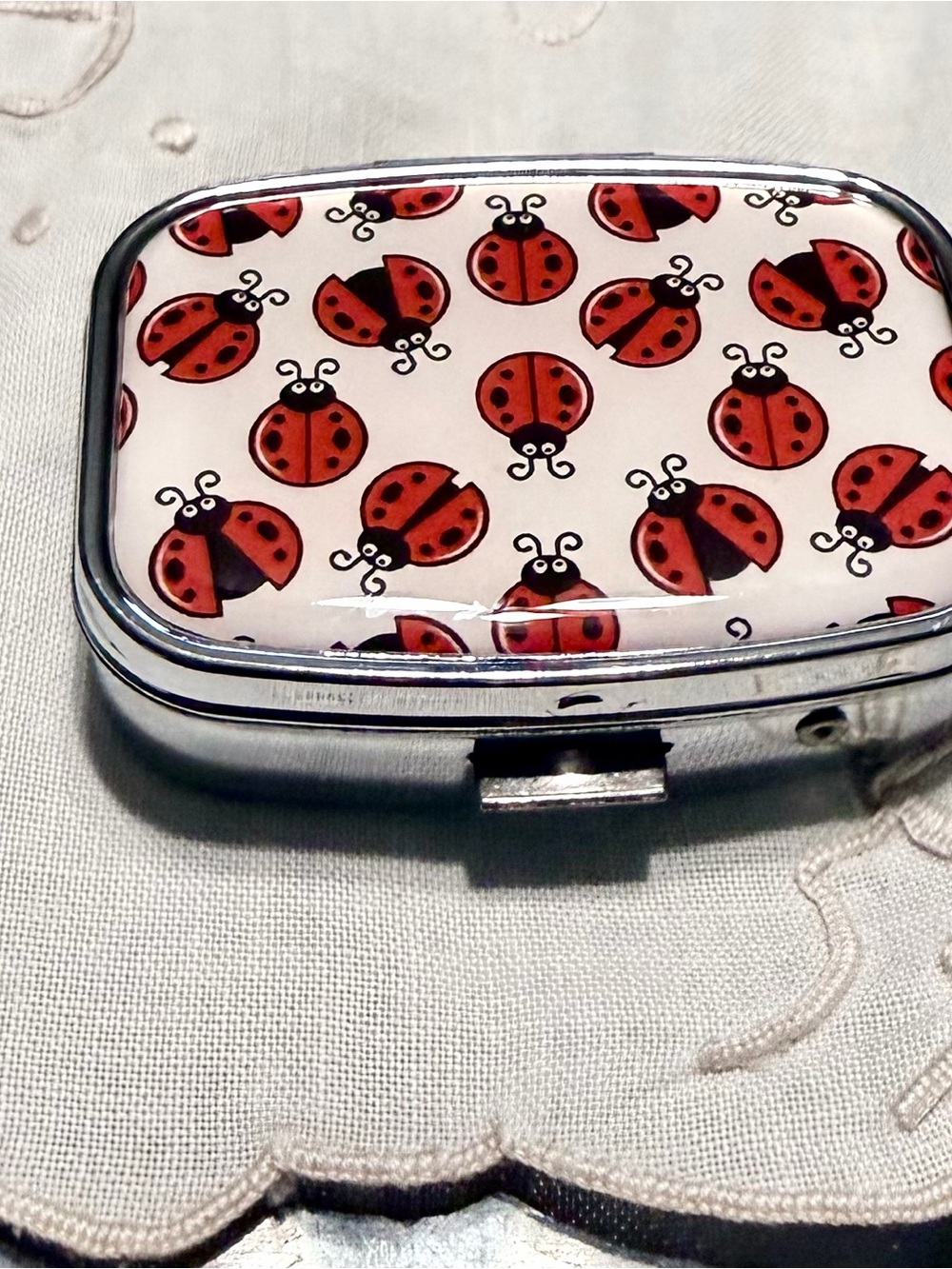 Kids Ladybug Pill Box - Red and White